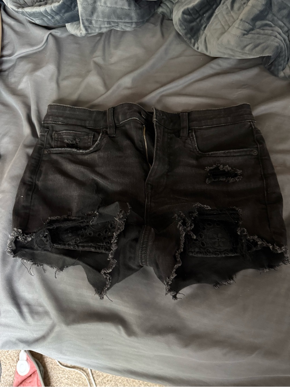 American Eagle Black Distressed Women's Denim Shorts